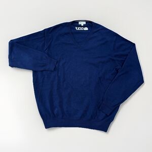 Peter Millar Sweater Mens Size XL V Neck Pima Cotton Silk Cashmere Blue NBC Golf